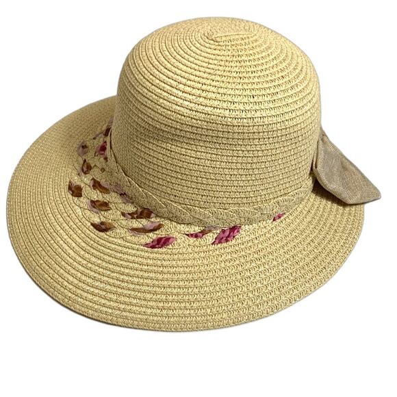 Arianna By Howard’s Tan Straw Sunhat With Woven Ribbon and Back Bow Size 58cm - Picture 3 of 13